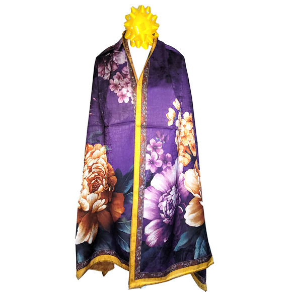 NWT Double-Sided Silk Scarf 27"x70" Long Rectangle Shawl Wrap 8693 - Picture 6 of 9